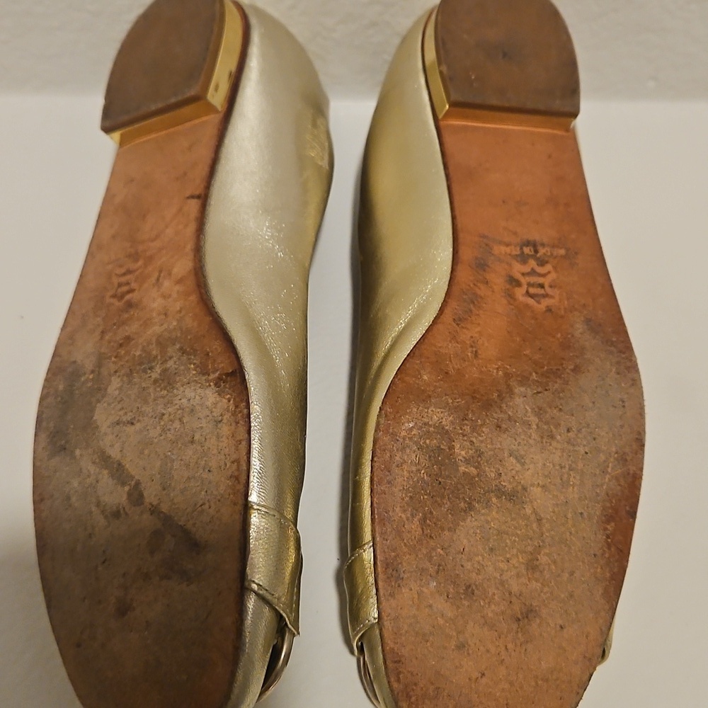 St. John Gold and Silver Flats with Metallic Cap Toe - Picture 3 of 4